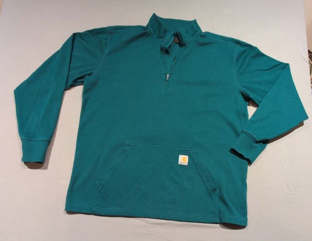 Carhartt Relaxed Fit Midweight Half-Zip Sweatshirt XL Teal Green
